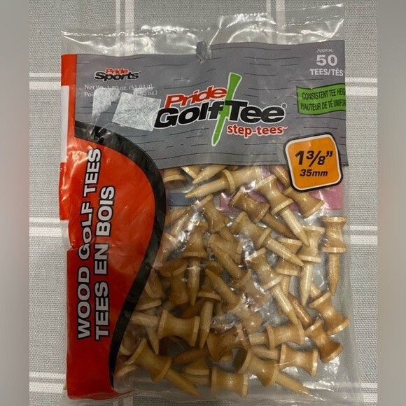 Golf Pride Wooden Step Tees 40) 2-3/4" & 50) 1-3/8” Made of 100% Hardwood Birch - Picture 5 of 5